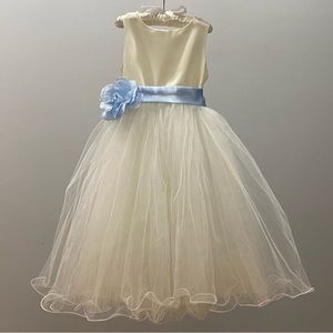 Ekidsbridal Ivory Tulle Rattail Edge Formal Flower Girl Dress